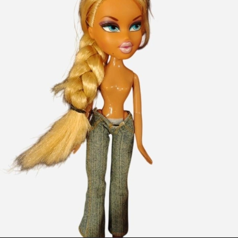 Fashion Doll with Blonde Hair and Denim Pants